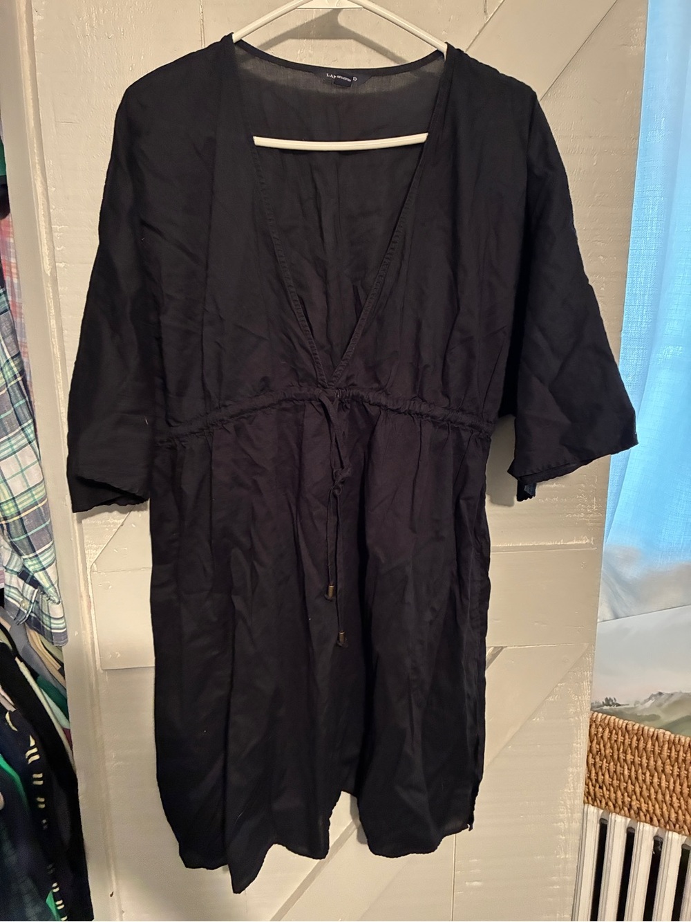 Lands End sz XL black deep V swim cover up